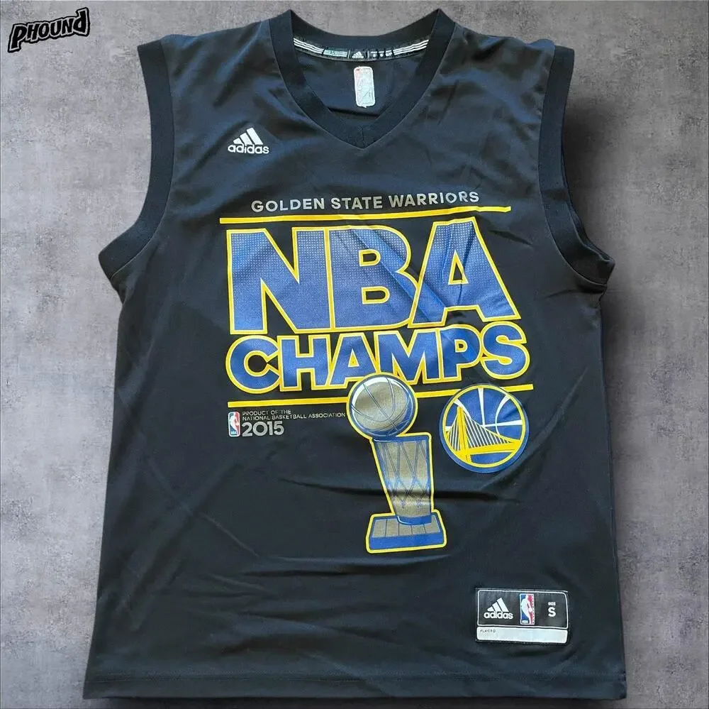 Golden State Warriors Jersey Mens Small NBA Champs 2015 Adidas Curry 30 Black